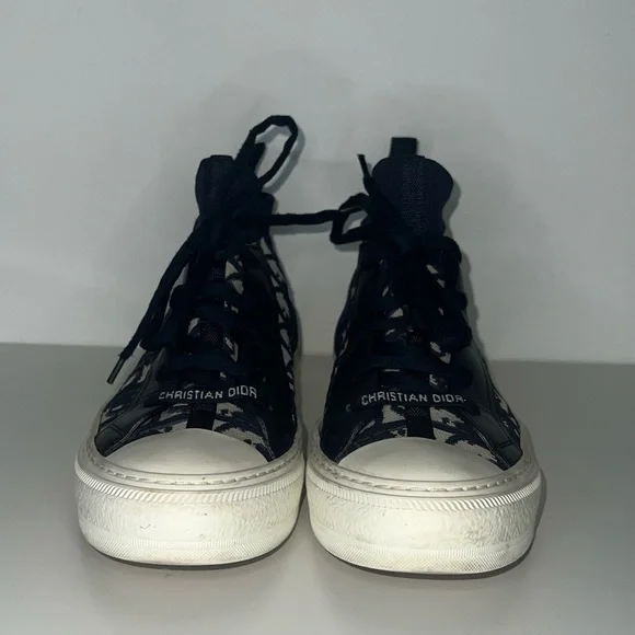 Christian Dior Walk'n'Dior Deep Blue Oblique Technical Mesh High Top Sneakers - Picture 5 of 12
